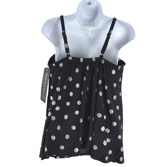 Miraclesuit Love Knot Tankini Swim Top 16W Black Polka Dot Underwire NWT SW-2077 - Picture 4 of 10